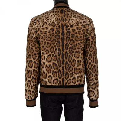 DOLCE & GABBANA Leopard Print Quilted Bomber Jacket