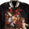 DOLCE & GABBANA Oversize Baroque Angel Flower Print Stuffed Bomber Jacket Black