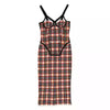 Burberry Bright Red Check Stretch Jersey Corset Dress,