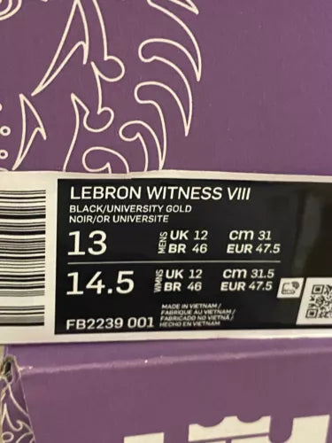 Nike Lebron Witness 8 Mens Lakers Black Purple New Sneakers NIB Basketball Shoes