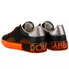 DOLCE & GABBANA DG Logo Man Sneaker Shoes PORTOFINO Black Neon Orange Silver