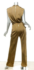 Brown jumpsuit on a mannequin against a white background