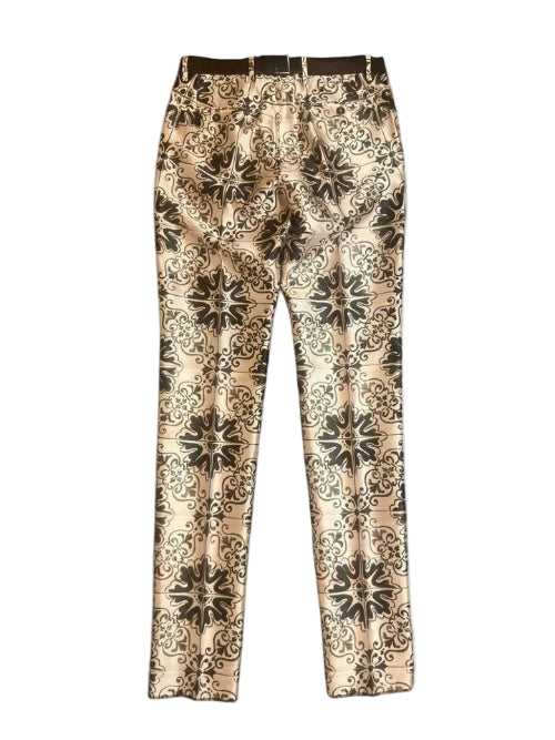 Floral-patterned pants on a plain background