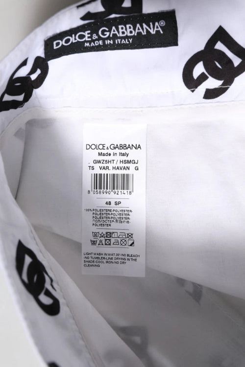 Dolce & Gabbana label on a white garment with black branding.