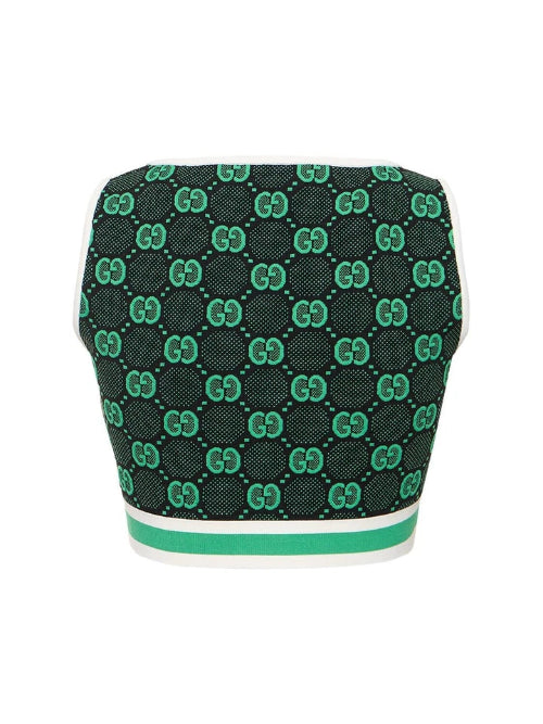 Black tube top with green pattern on a white background