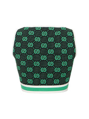 Black tube top with green pattern on a white background