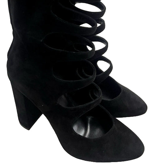 Yves Saint Laurent YSL Cut-out Suede Knee High Boots