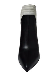 Yves Saint Laurent YSL Nero/Porcellana Leather Pointed-Toe Ankle Boots