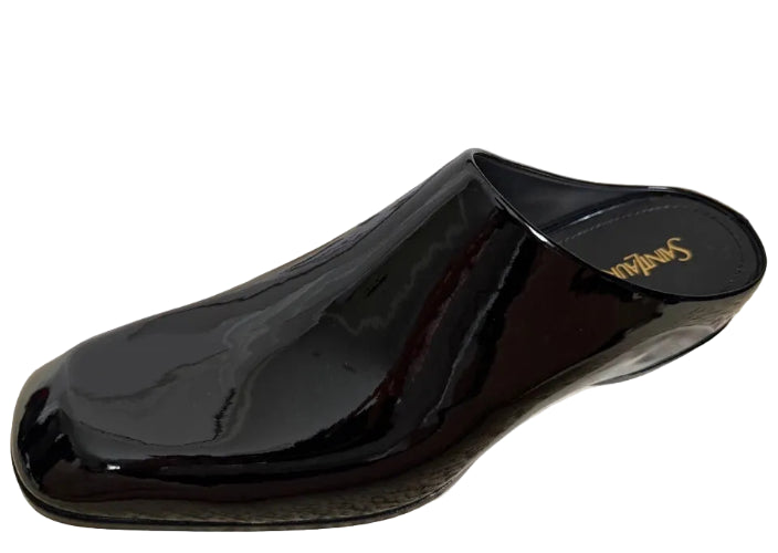 Saint Laurent YSL Quentin Black Patent Backless Mule Loafers