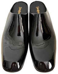Saint Laurent YSL Quentin Black Patent Backless Mule Loafers