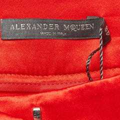 Alexander McQueen Women's Red Silk Wide Leg Pants