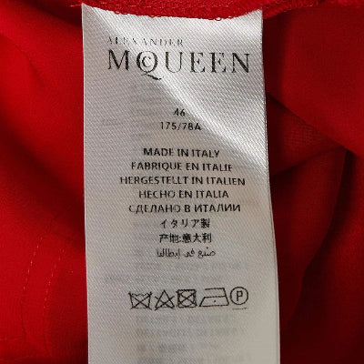Alexander McQueen Women's Red Silk Wide Leg Pants