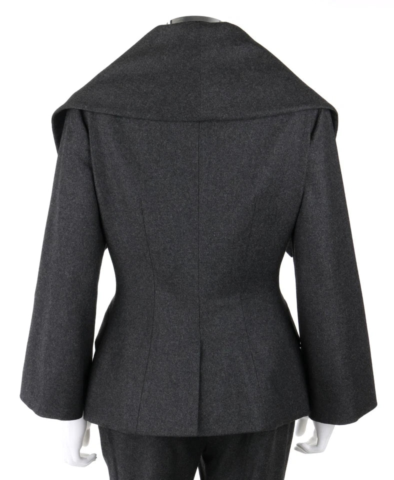 Alexander McQUEEN Women's Gray Wool Cashmere Blazer Pant Suit Set