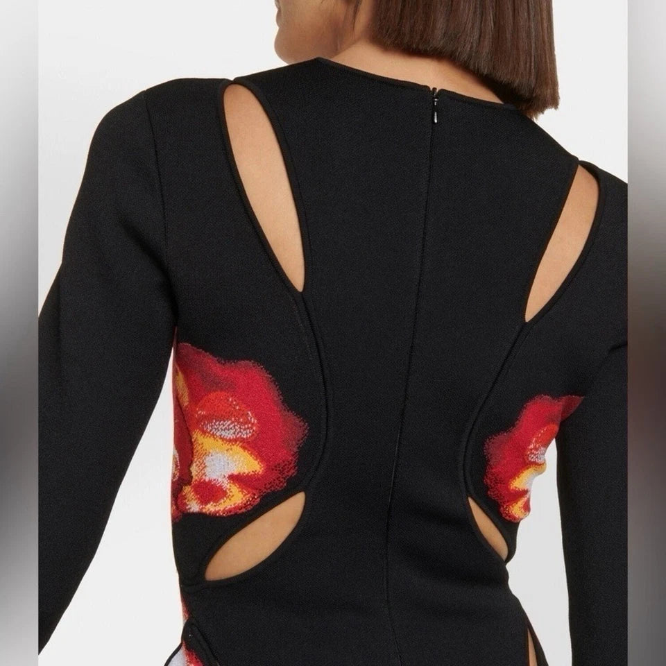 Alexander McQueen Orchid Cutout Midi Dress - NWT