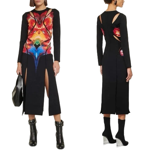 Alexander McQueen Orchid Cutout Midi Dress - NWT