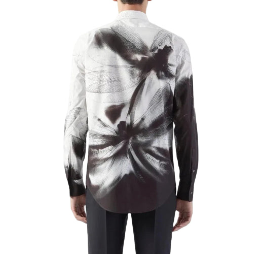 Alexander McQueen Men's Dragonfly Shadow Print Dress Shirt