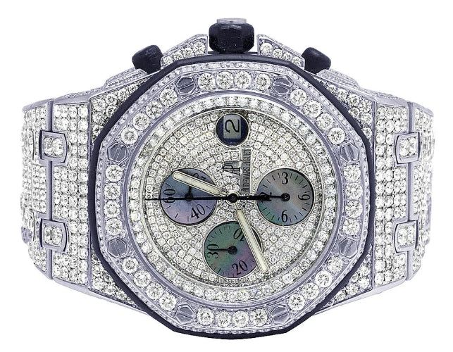 Luxury watch with diamond-studded bezel and detailed face