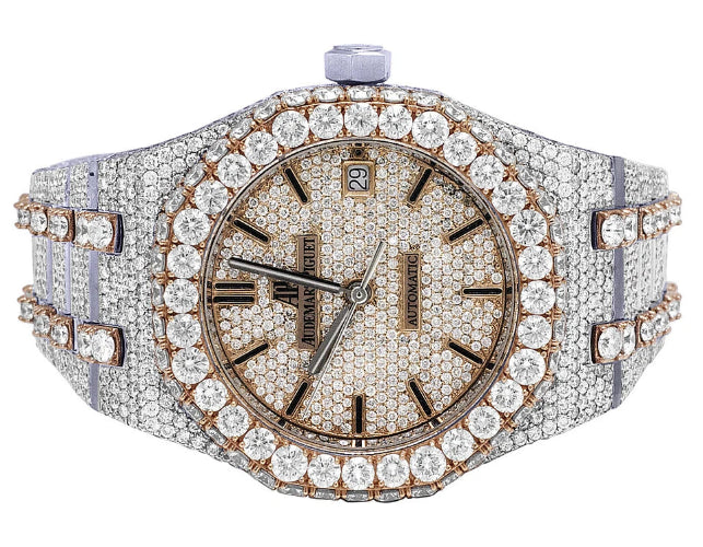 Luxury diamond-encrusted watch on a white background