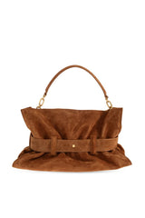 BALMAIN Anthem Small Brown Suede Shoulder Bag NWT