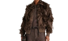 Brunello Cuciinelli Women's Brown Feather-Trimmed Jacket