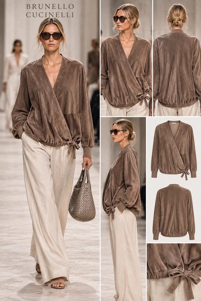 Brunello Cucinelli Women's Suede Wrap Around Jacket