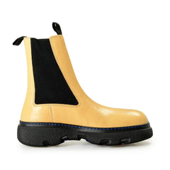 Burberry Men's "Creeper Chelsea" Custard/Beige Leather Boots