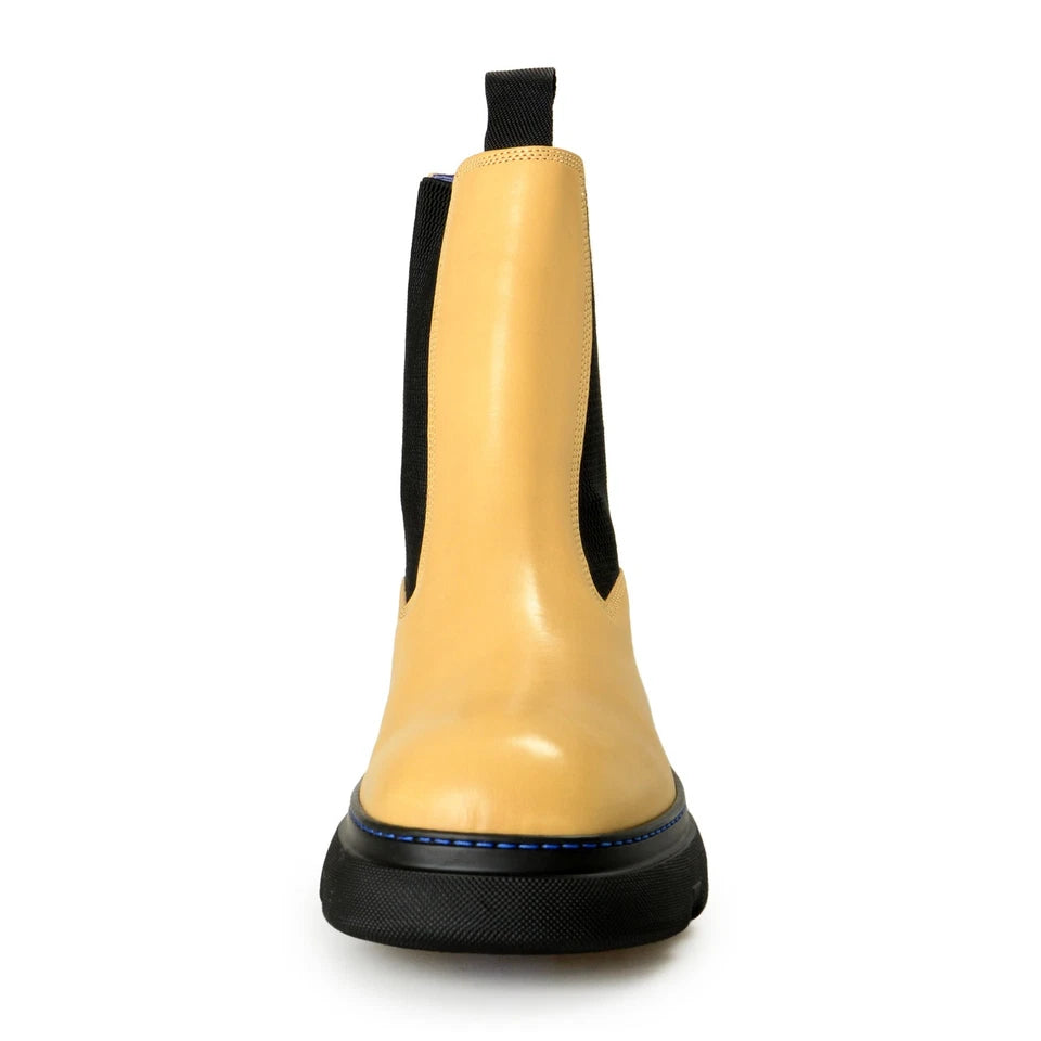 Burberry Men's "Creeper Chelsea" Custard/Beige Leather Boots