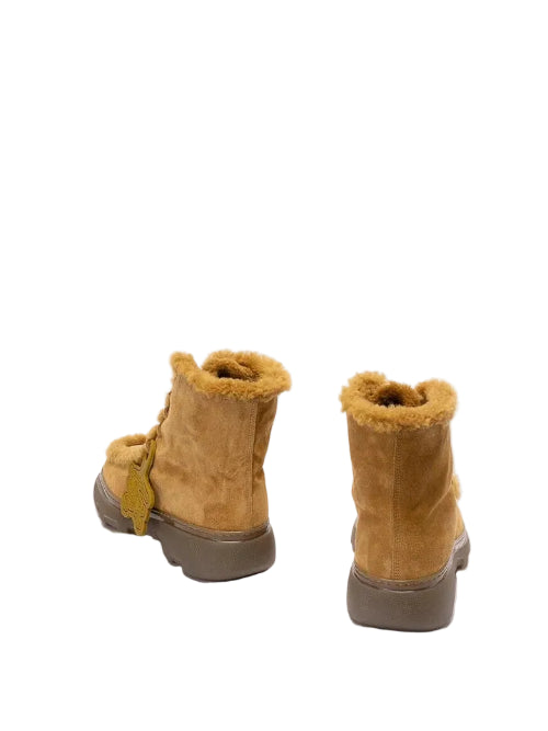 BURBERRY Men's Beige Suede Shearling Boots