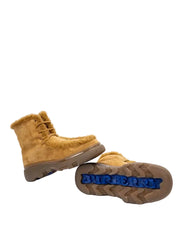 BURBERRY Men's Beige Suede Shearling Boots