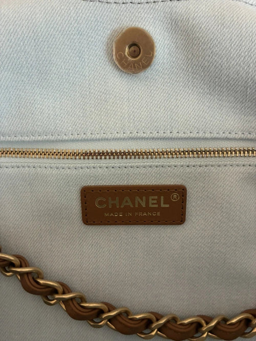 Chanel CC Coco Cabas Beach Tote Hobo Denim Shoulder Bag