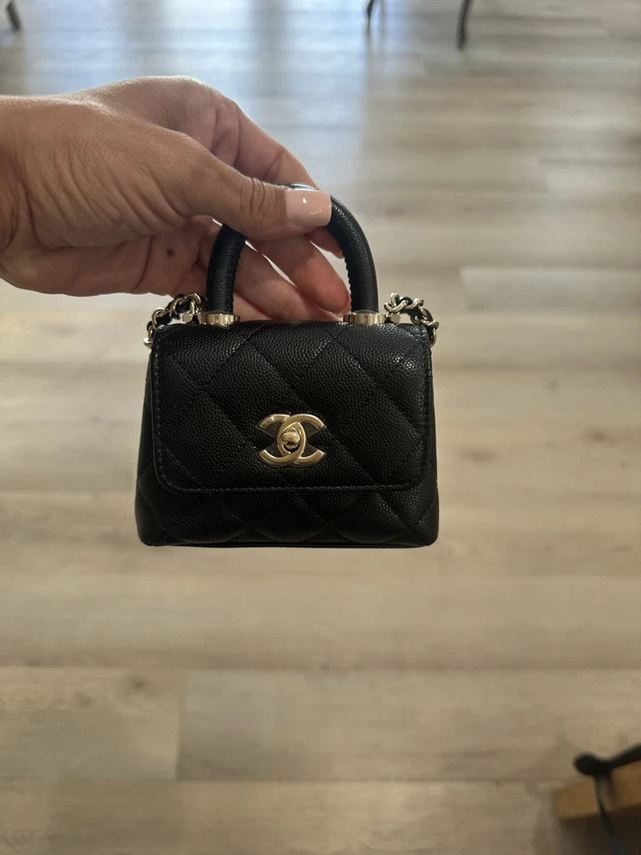 Chanel CC Caviar Quilted Nano Coco Handle Bag
