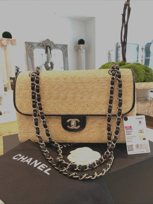 Chanel Raffia Braided Straw Flap Cruise Bag
