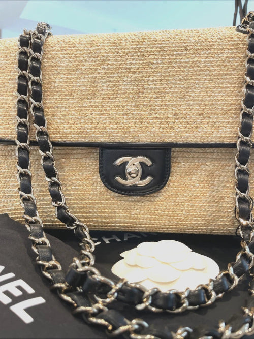 Chanel Raffia Braided Straw Flap Cruise Bag