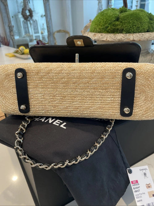 Chanel Raffia Braided Straw Flap Cruise Bag