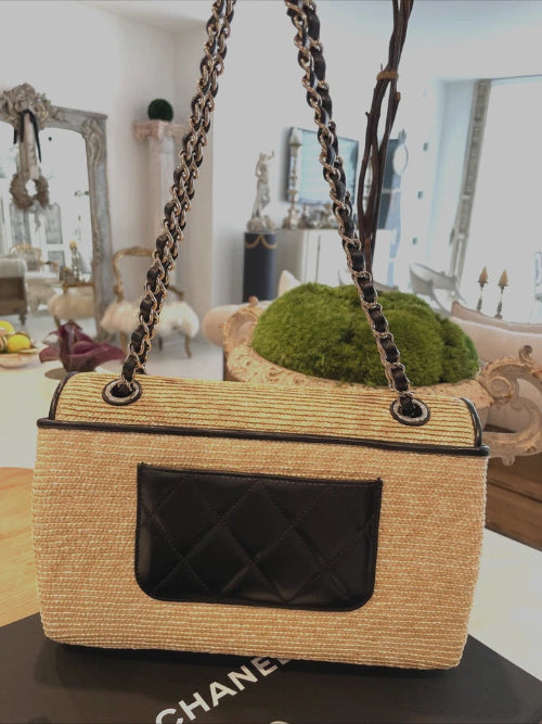 Chanel Raffia Braided Straw Flap Cruise Bag