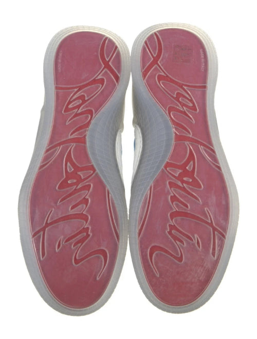 A pair of white sneakers shown from a top-down view, highlighting the pink and white textured soles with stylized script lettering.