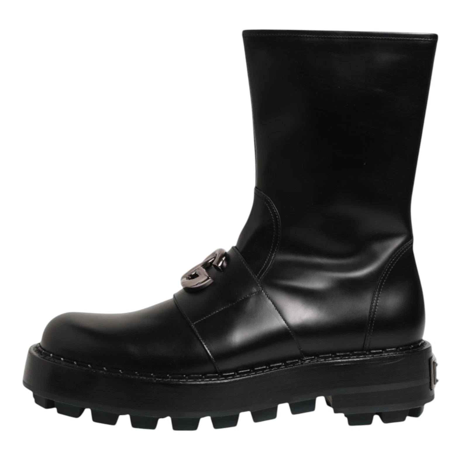 DOLCE & GABBANA DG Plaque Mid Calf Men's Biker Boots