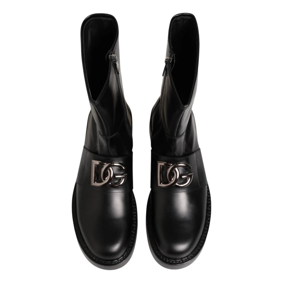 DOLCE & GABBANA DG Plaque Mid Calf Men's Biker Boots