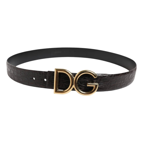 Black belt with gold logo on a white background