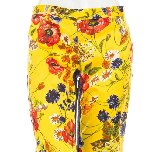 Dolce & Gabbana Floral Print Denim Straight Leg Pants