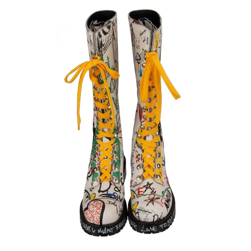 Dolce & Gabbana DG Graffiti Crown Leather Biker Boots