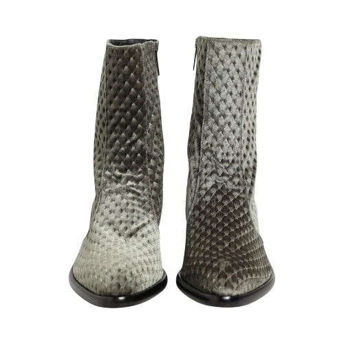 Dolce & Gabbana Gray Velvet Mid-Calf Boots