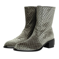 Dolce & Gabbana Gray Velvet Mid-Calf Boots