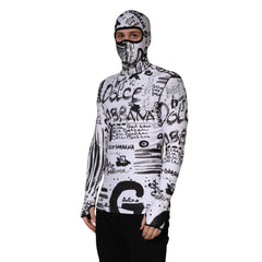 Dolce & Gabbana DG White Jersey Graffiti Print Balaclava Hoodie Sweater