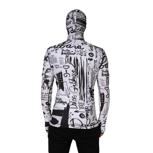 Dolce & Gabbana DG White Jersey Graffiti Print Balaclava Hoodie Sweater