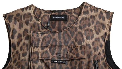 Leopard print sleeveless top with Dolce & Gabbana label on a white background