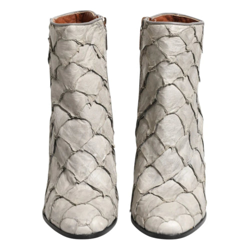 Dolce & Gabbana Off White Leather Ankle Boots