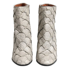 Dolce & Gabbana Off White Leather Ankle Boots