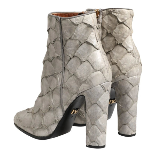 Dolce & Gabbana Off White Leather Ankle Boots
