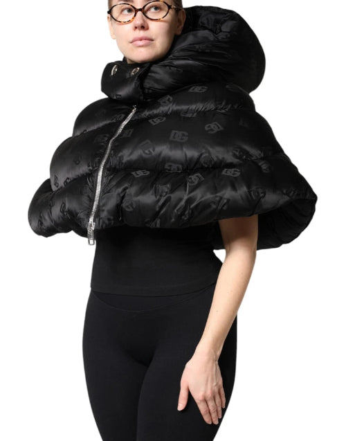 Dolce & Gabbana DG Padded Puffer Hooded Full Zip Cropped Jacket